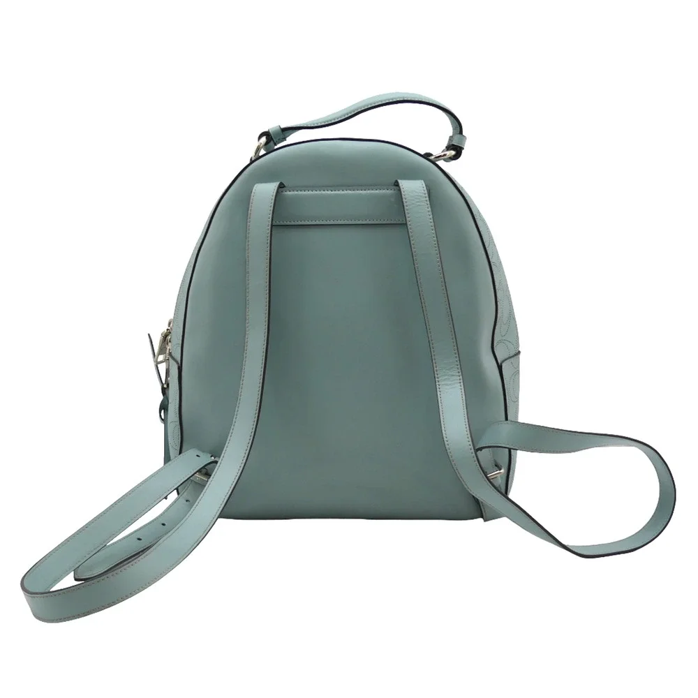 VTG Coach New York Jordyn Perforated Signature Leather Backpack Light Blue Zip